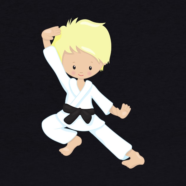 Karate Boy, Cute Boy, Blond Hair, Black Belt by Jelena Dunčević